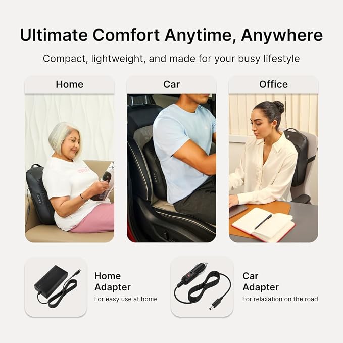 CULT Deep Cure Pro Back Massager, 4 Deep Kneading Shiatsu Rollers For Back And Waist Pain Relief, Corded Electric Massager (SD)