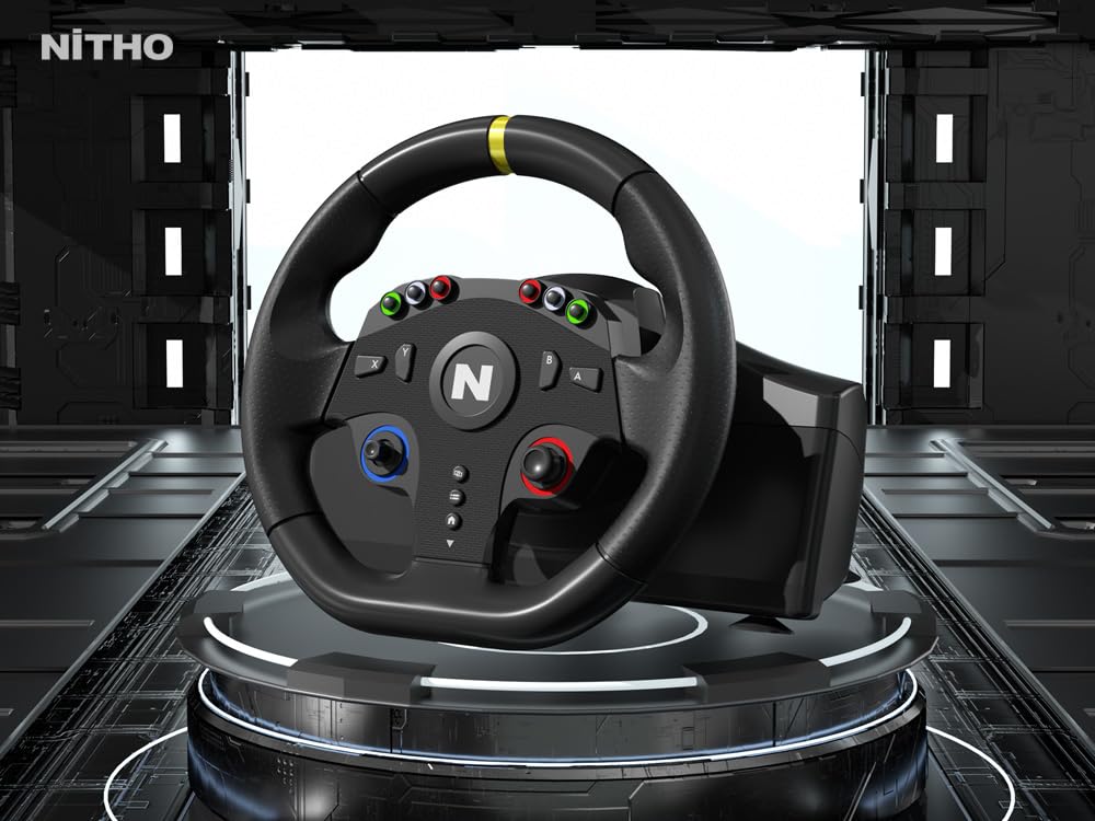 Nitho Drive Pro ONE V24 Gaming Racing Wheel and Pedals, 270 Degree Steering Wheel for PC, PS4, Xbox One, Xbox Series X|S, Switch, Driving Car Simulator - for Arcade Games Only