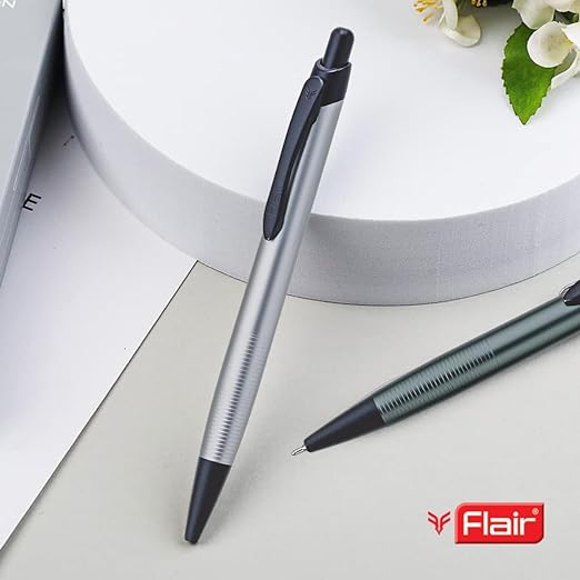 FLAIR Regal Metal Ball Pen Box Pack | Retractable Mechanism With Comfortable Grip For Easy Handling | Shiny & Attractive Metal Body | Ideal For Gifting | Blue Ink, Pack of 1 Pen