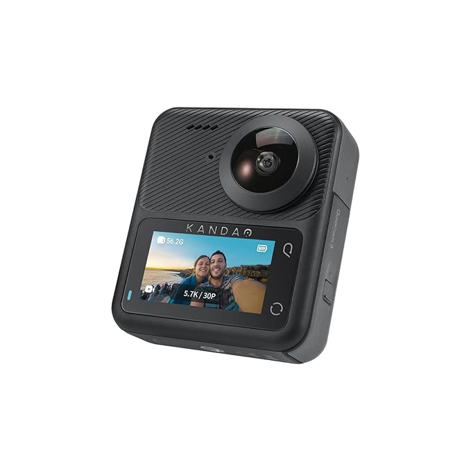 Kandao QooCam3 360° Camera with1.55 Sensor (Dual Battery Bundle) Waterproof Camera, 5.7K Wide-Angle with Lens Cover, Realtime Editing, 5X Stabilization for Sports, Outdoor, Travel (SD)