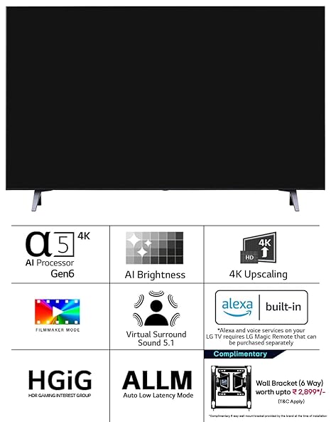 LG 139cm (55) UHD 75006LC Smart TV with α5 AI Processor 4K Gen6, Game Optimizer & Dashboard, HGIG Mode 2025 (APEX)