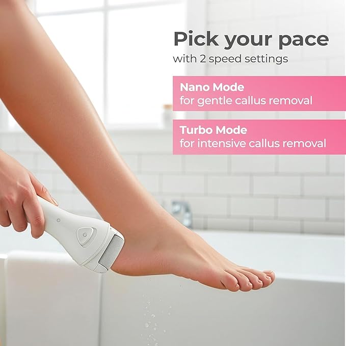 Lifelong Callus Remover for Feet Electronic with 3Heads |Rechargeable Foot Scrubber for Dead, Hard Skin Remover |Waterproof Pedicure Tool Kit for Women |2-Speed Foot Filer | Crack Heel Repair Machine