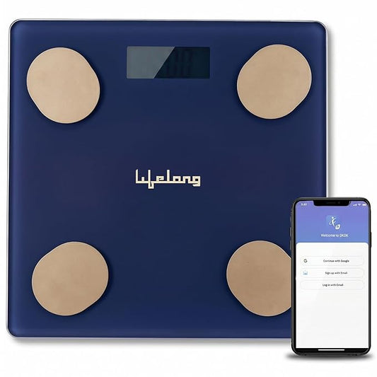 Lifelong Smart Weighing Scale with BMI & 18 Measurement Functions with Lifelong Smart Home App-Bluetooth Sensor Technology | Electronic Weight Machine | Battery Included