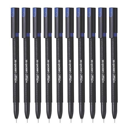 FLAIR Carbonix 0.5 mm Gel Pen Box Pack | Low-Viscosity Ink For Smudge Free Writing | Comfortable Grip For Smooth Writing Experience | Blue Ink, Pack Of 10 Gel Pens