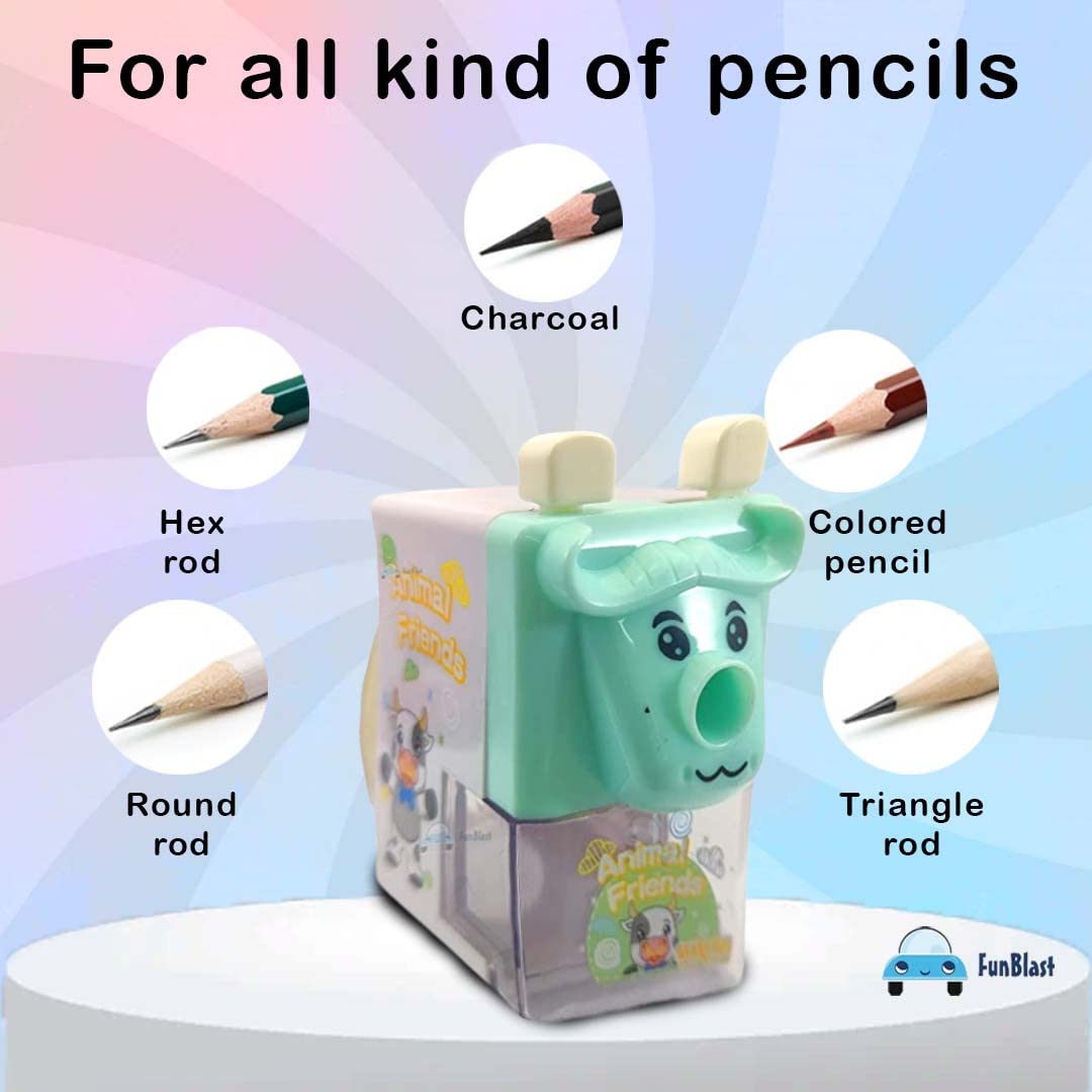 Cute Cartoon Shaped Manual Color Pencils/Pencil Sharpener for Toddlers, Table Sharpener Machine School Stationary Gift for Kids