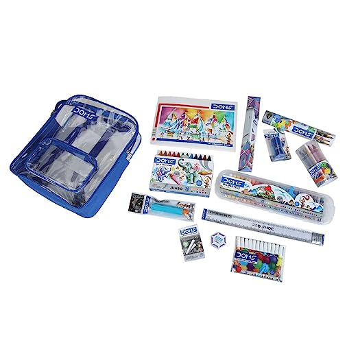 DOMS Gifting Range for Kids Pencil Smart Kit with Transparent Zipper Bag, Multicolour