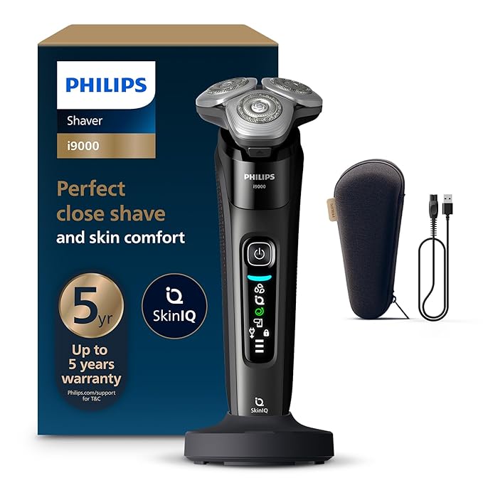 Philips World's No.1 Electric Shaver for Man|Hydro SkinGlide Flex Heads + Precision Trimmer|Triple Lift & Cut|5 Smart Controls|100% Waterproof|3min Quick Charge|5yr Warranty|X9000/11 (SD)