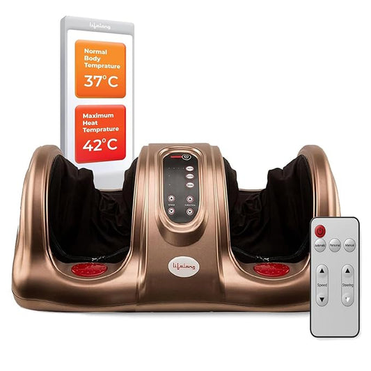 Lifelong Foot Massager Machine For Pain Relief With Heat & Kneading Function - Also Used As Leg Calf Massager - Corded Electric Foot Massage Machine For Home With Customizable Settings (LLM81) (TS)
