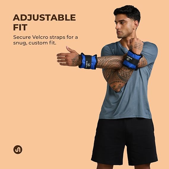 Bodyband Ankle Weights 1 kg X2 Pcs Wrist Weights Strap For Gym Ankle Weight Cuff Leg Weight For Men & Women For Legs Training, Workout Unisex WeightCuffs for Gym Resistance- Blue, 1 kg x 1 Pair  (ASL)