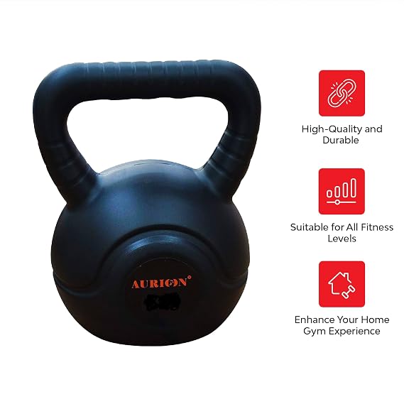 Aurion by 10Club Premium Strength Training Kettlebells for Weightlifting - 1Pc (4 Kg, Black) | Gym Equipment | Heavy Workout | Fitness Iron | Heavy Lifting for Men and Women | Home Gym | Plates Exercise (ASL)