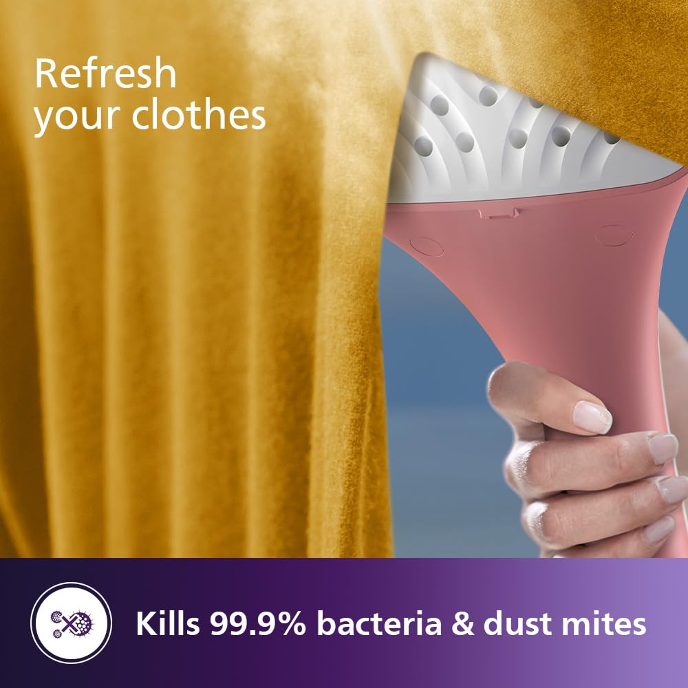 PHILIPS Standing Garment Steamer STE1020/40-1800 Watts, 1.8 LTR Water Tank, Refresh Woolens with Upto 36 gm Steam Output, Adjustable Double Pole- No Burns Guaranteed from World's No.1 Ironing Brand
