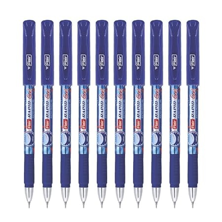 FLAIR Super Smooth Rapid Gel Pen | Tip Size 0.5 mm | Elegant Metal Clip With Soft Rubber Grip | WaterProof Ink For Smudge Free Writing | Ideal for School, Collage & Office | Blue Ink Pack of 3 pcs