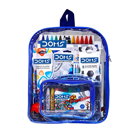 DOMS Gifting Range for Kids Pencil Smart Kit with Transparent Zipper Bag, Multicolour