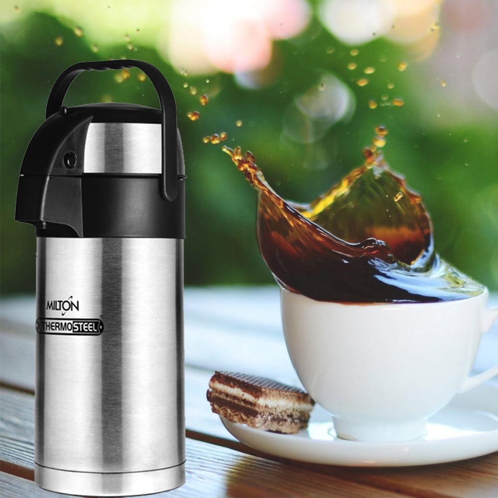 Milton Beverage Dispenser 3500 Stainless Steel for Serving Tea and Coffee, 3.58 Litre, Silver (APEX)