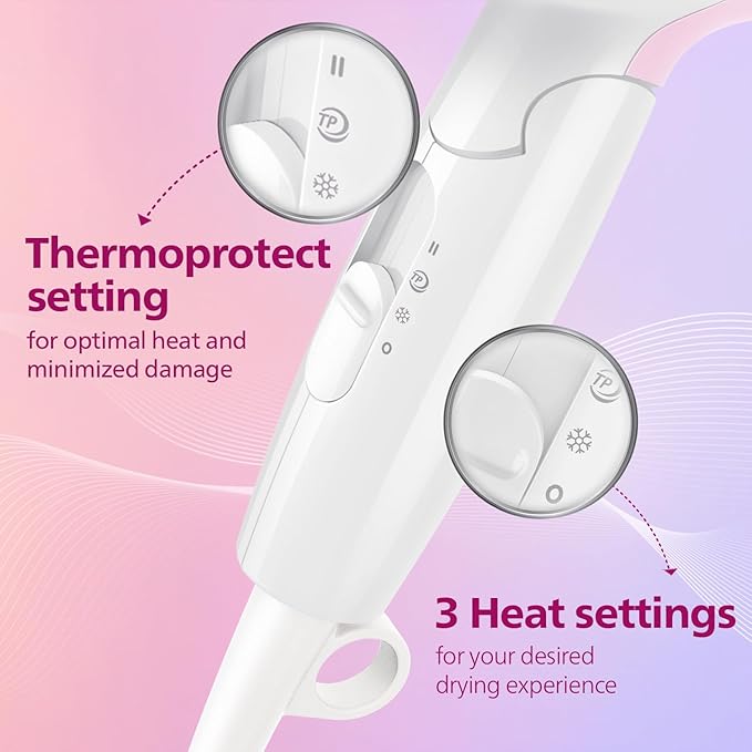 Philips India's No.1 Hair Styling Brand - Foldable Hair Dryer | 1200W | Fast Blow Dry | 2 Heat Settings | ThermoProtect Tech |Travel-Friendly, Quick Dry | Frizz Control For Indian Hair | HP8120