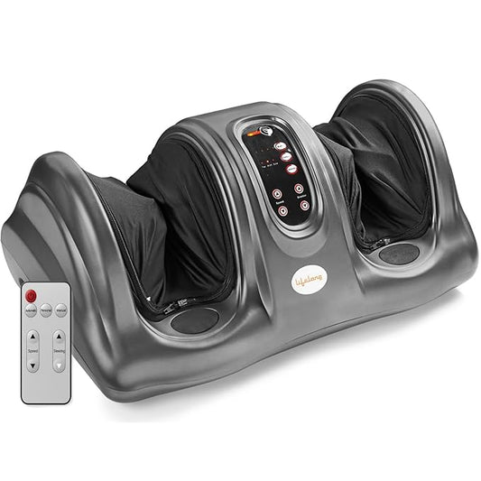 Lifelong Foot Massager Machine For Pain Relief With Kneading Function - Also Used As Leg Calf Massager - Corded Electric Foot Massage Machine For Home With Customizable Settings (LLM360, Grey)