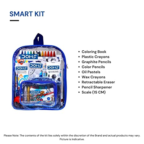 DOMS Gifting Range for Kids Pencil Smart Kit with Transparent Zipper Bag, Multicolour