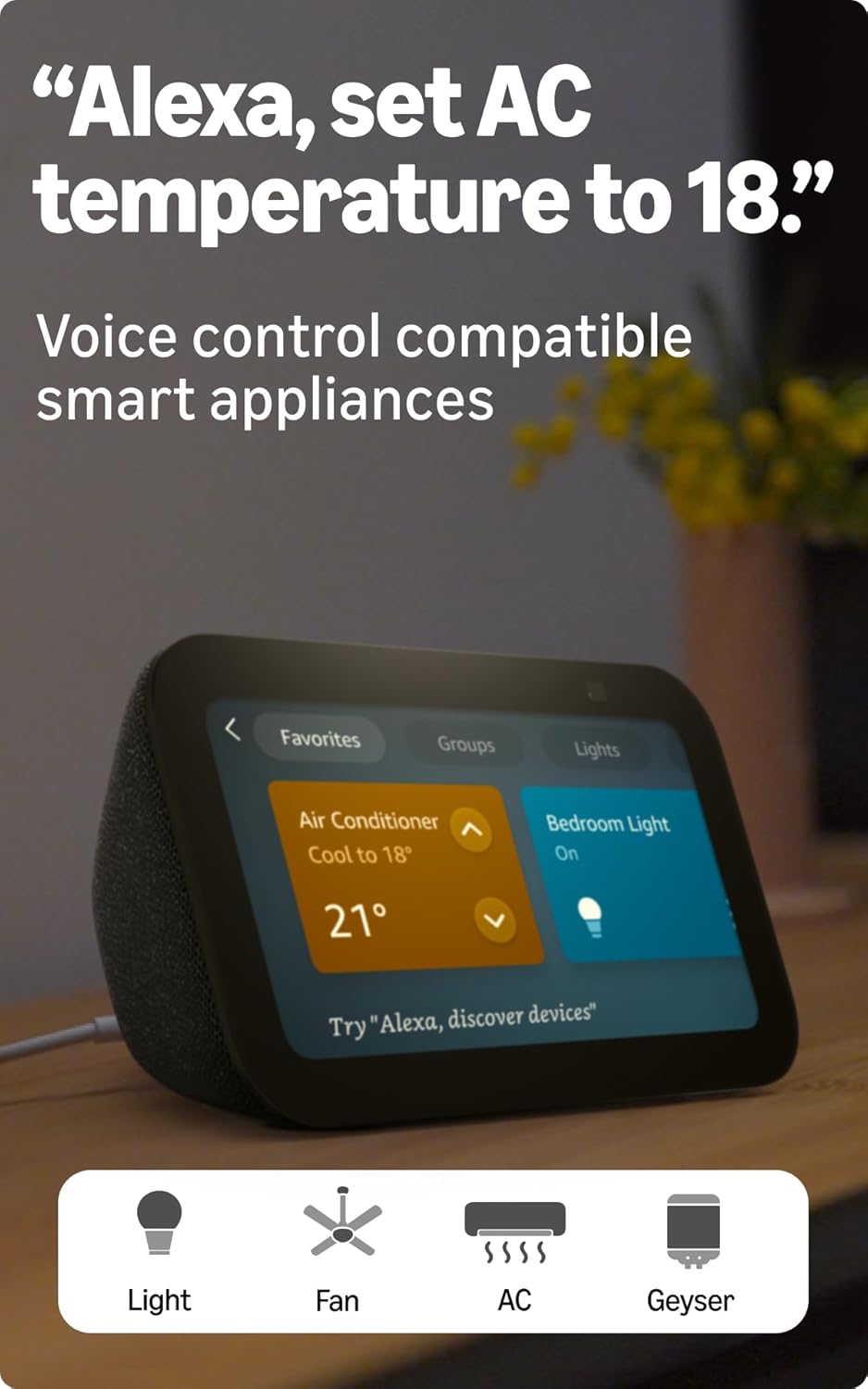 Amazon Echo Show 5 (latest model) | Smart display with Alexa, 2x bass speaker, clearer sound, camera for home monitoring, bluetooth (TS)