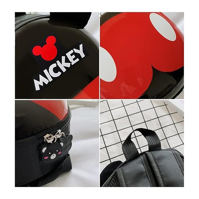 SCOFFCO Children's School Bag PVC Backpack Kids Cartoon Animal Multi-Purpose Bag for 2-4 Years Kids Preschool Backpacks (Mickey Black)