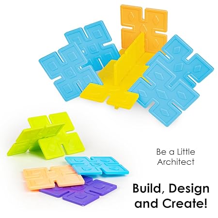 RATNA'S Toddlers Architect Building Set to Construct Different Models & Designs with 60 Colourful Tiles for Kids 3+ Years