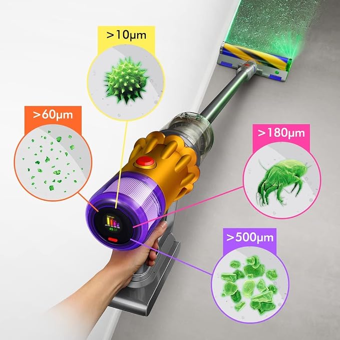 Dyson V12 Detect Slim Cordless Vacuum Cleaner|2 Yr Warranty incl Accidental Damage Protection|Illumination Reveals Hidden dust|LCD Screen and 3 Power Modes|150 Airwatts, 0.35L bin, 60 mins runtime (SD)