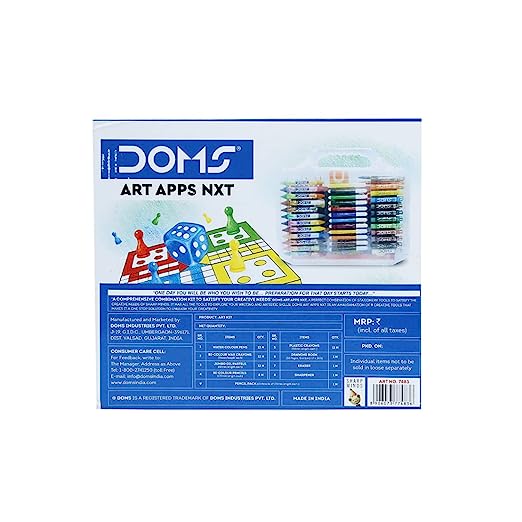 Doms Art Apps Nxt Kit With Plastic Carry Case | Perfect Value Pack | Kit For School Essentials | Gifting Range For Kids | Combination of 9 Stationery Items