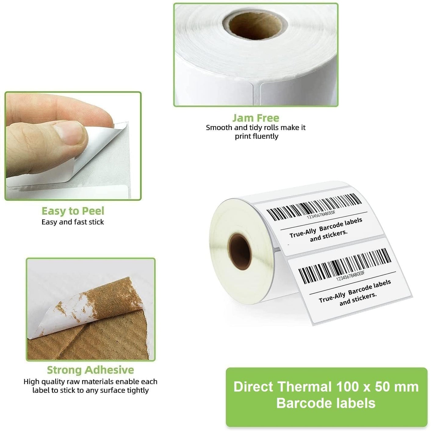 KIYA 100x50 Barcode Label Sticker  - 100mm x 50mm - 1 Ups - 1000 Labels Per Roll - White Self Adhesive Sticker for Printing Barcoding (1 Roll Per Pack (1000 Labels))
