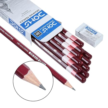 DOMS Drawing & Sketching 4H Graphite Pencil | Hard Grade Pencil for Technical Drawing, Fine Lines & Detailed Sketching