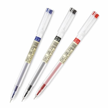 FLAIR Glass Gel Pen | Tip Size 0.6 mm | Elegant Looks | Soft Rubber Grip | WaterProof Ink | Smudge Free Writing | Ideal for School, College & Office | Blue, Black & Red Ink, Tumbler Set Of 100 Pens