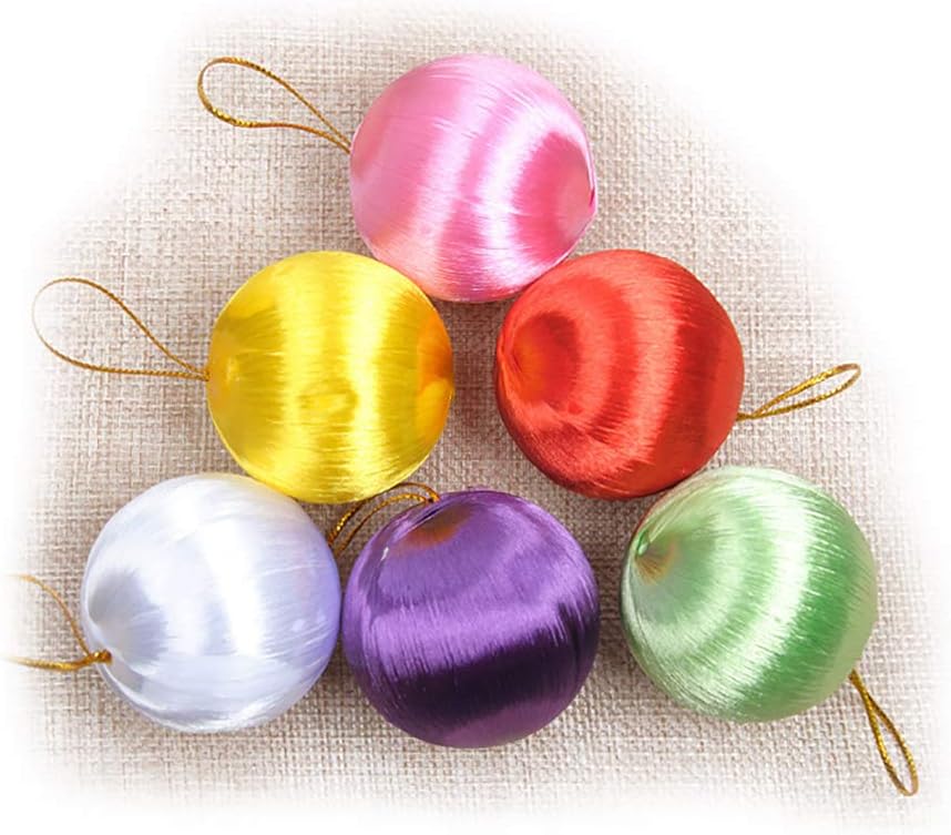 DIGISMART 6pcs/9cs Christmas Baules Balls Ornaments Shatterproof Colored Silk Thread Plastic Balls Xmas Ball Pendant Ornament