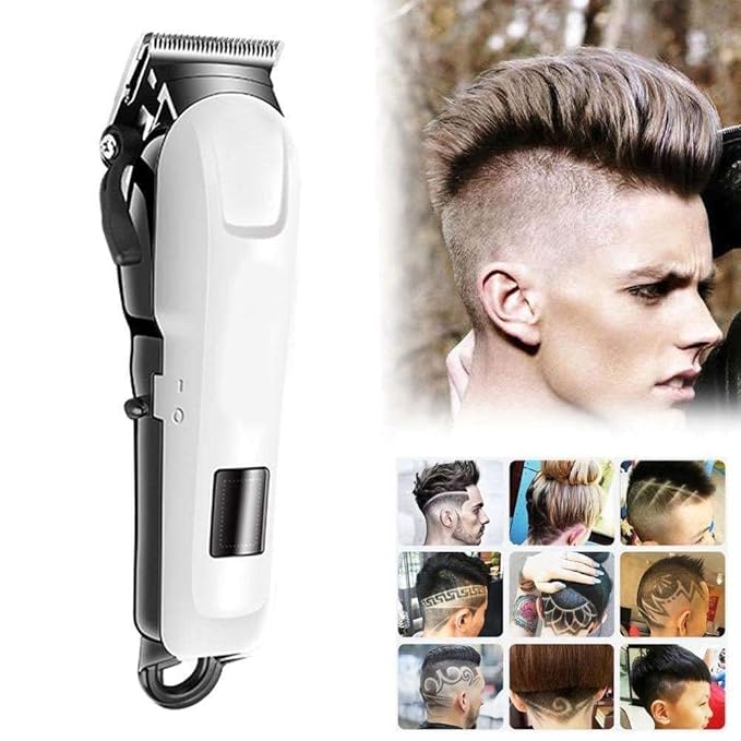 Kubra 809A Professional Corded/Cordless Rechargeable Trimmer With Length Adjustment Setting 60Mnts Runtime, White