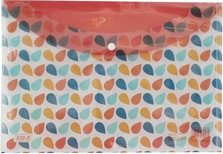 SAYA Clear Bag Different Flap Shapes SY239 | FS Size Transparent Document Folder | Assorted Designer Flap Closure File Bag | Waterproof Plastic Document Organizer | Pack of 4