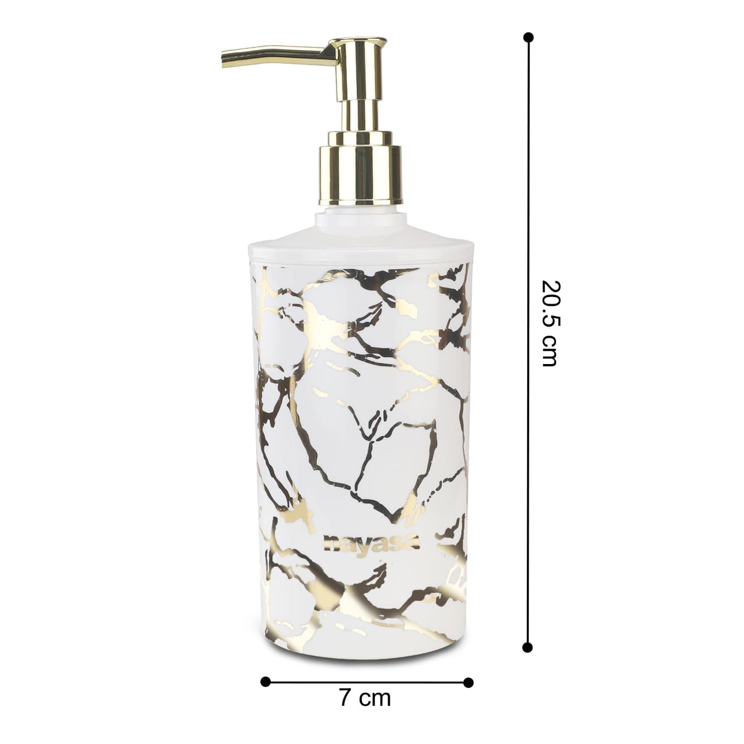 Nayasa Stylo Soap Dispenser Set of 1, Classy Marble Finish Foil Print Liquid Soap Dispenser with Pump, Can Be Used for Handwash, Lotion, Sanitizer, Shampoo, for Home & Kitchen, Gold