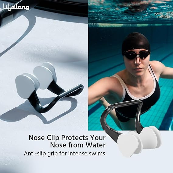Lifelong Silicone Swimming Combo Kit | Waterproof Swim Cap with Earplugs & Nose Clip | Anti-Fog Swim Goggles | Comfortable Fit Swimming Accessories (ASL)