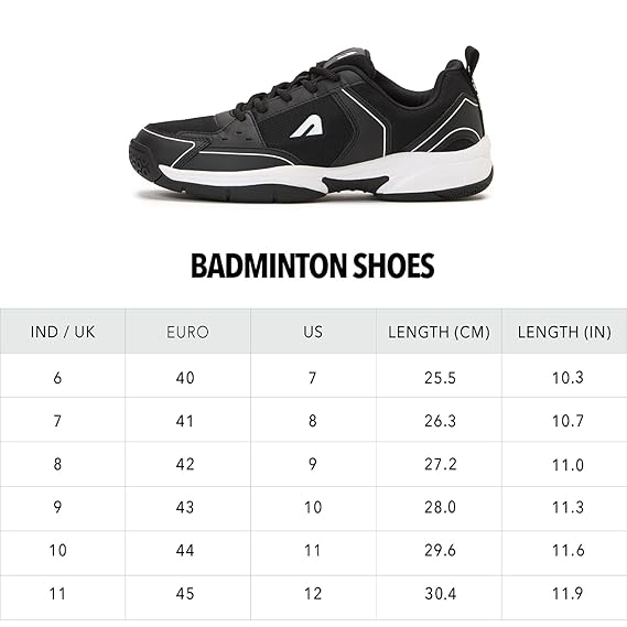 Boldfit Badminton Shoes for Man Lightweight Non Marking Shoes for Badminton Breathable Anti Skid Shoe for Man Shuttle Non Marking Indoor Shoe for Pickleball, Tennis, Padel, Black White   (ASL)