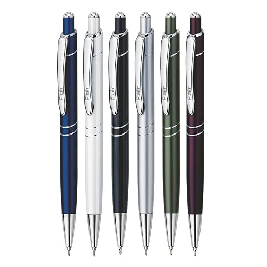 FLAIR Milano Designer Ball Pen Box Pack | Metal Body With Stylish Design | Retractable Mechanism For Smudge Free Writing | Durable, Refillable Pen | Blue Ink, Pack of 1