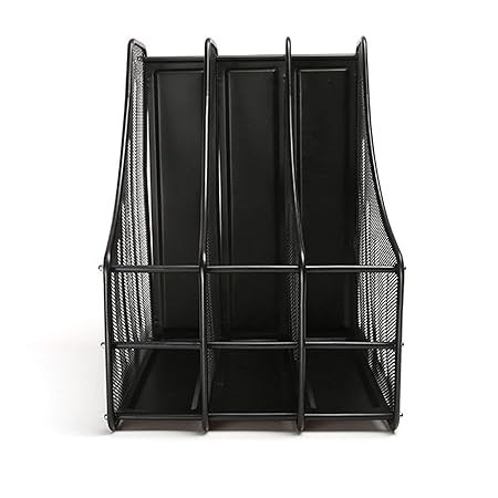 KEBICA 3 Compartment Metal Mesh Magazine File Holder Desk Book Organizer Document Rack