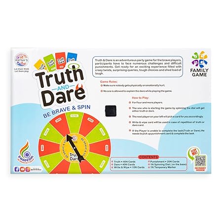 Ratna's Truth & Dare Party Board Game Picnic Family Games for Kids & Adults