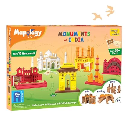 Mapology Monuments of India - Construction Set - Make 10 Monuments - Educational Toy for Boys & Girls Above 5 Years (Multicolour) (10 Pieces)