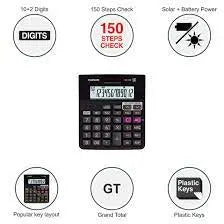 Casio MJ-12D 150 Steps Check and Correct Desktop Calculator with Bigger Screen/Keys (12 Digit), Black - Scoffco