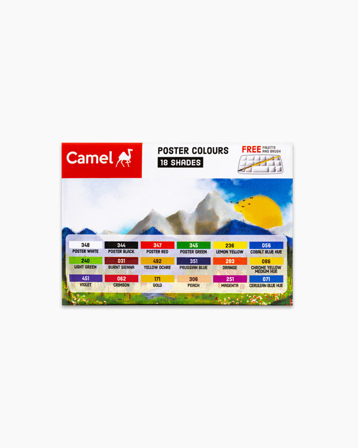Camlin Poster Colours 18 Shades Set – Rich, Vibrant & Smooth Flow | Ideal for School Projects, Art & Craft |