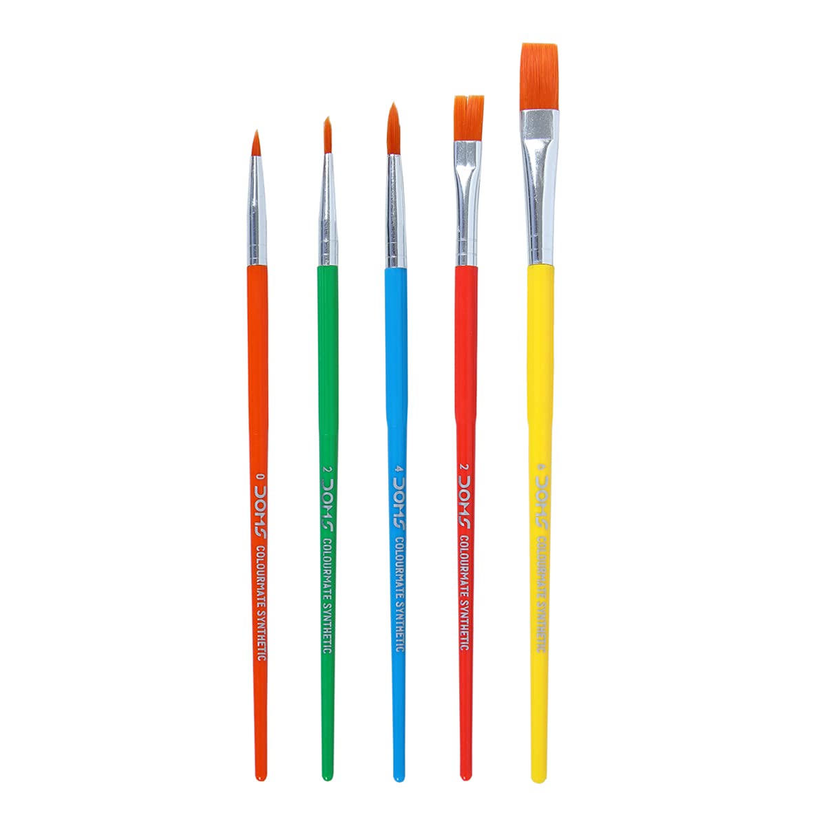 DOMS Colourmate Synthetic Paint Brush Set (Flat & Round, Pieces of 5 x 1 Set)