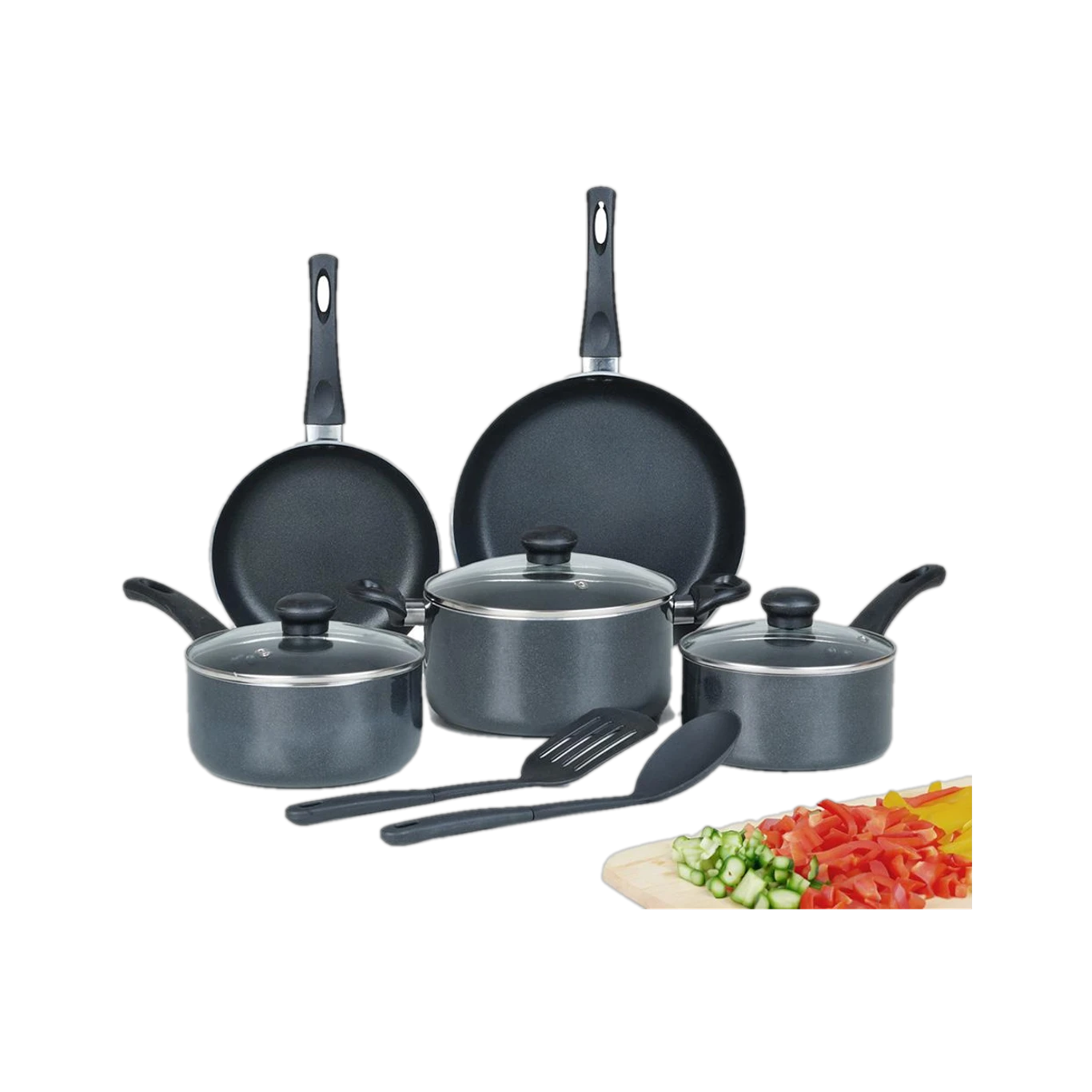 Kreme 5-Piece Non-Stick Cookware Set with Fry Pan, Kadai & Saucepan | Durable Non-Stick Coating | Gas Stove Compatible | Ergonomic Handle(SD)