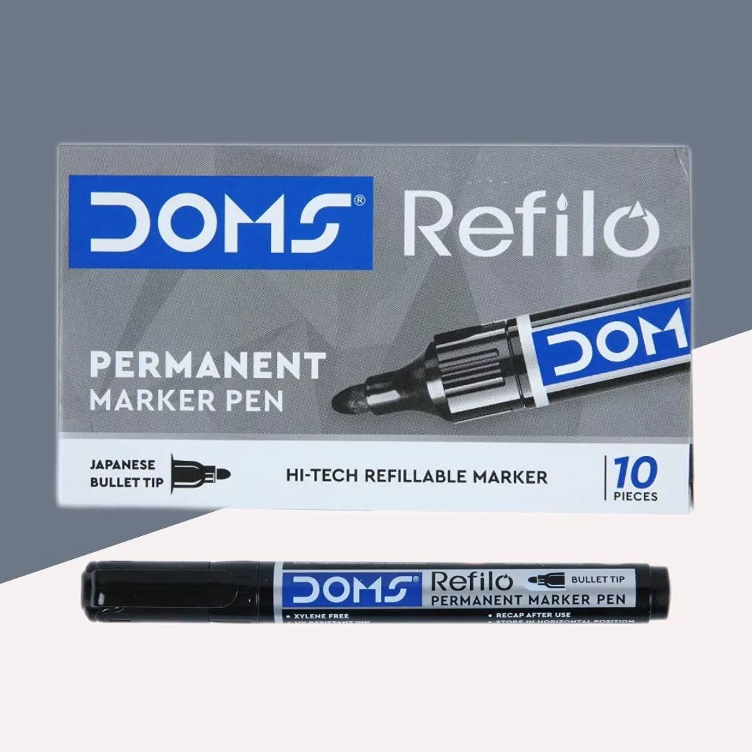 DOMS Refilo Permanent Marker – Chisel Tip (SET OF 10 PCS)