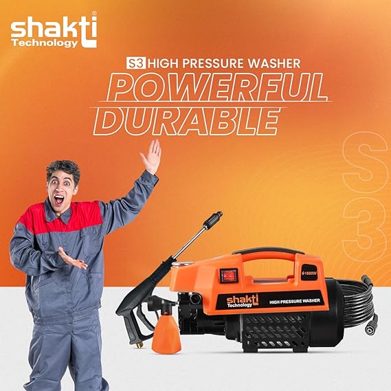 Shakti Technology S3 High Pressure Car Washer Machine 1800 Watts and Pressure 120 Bar for Cleaning Car, Bike & Home (S3) (RD)