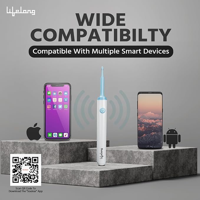 Lifelong Ear Cleaning Tool with Camera - Rechargeable Ear Cleaner – Ear Wax Removal – Wireless with USB Charging Cable – Disposable Rubber Ear Buds (LLEC09)