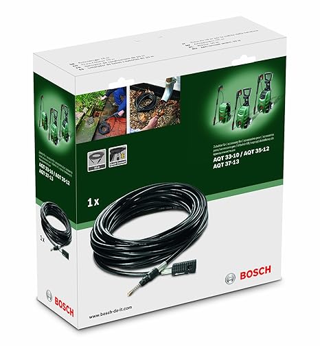 BOSCH High- Pressure Drain Cleaner Pipe 10m, 9.5 mm Diameter, Accessory for Aquatak Pressure washers, Hose for Cleaning Pipe and Drains, Max Pressure 140 Bar, Easy Attachment, 0.79kg (RD)