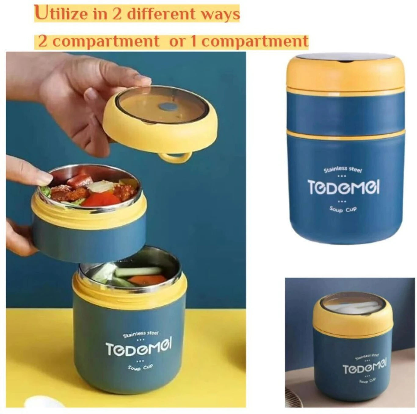 Scoffco Tedemei 6720 Lunch Box features a 2-layer stainless steel design with 710 ml capacity