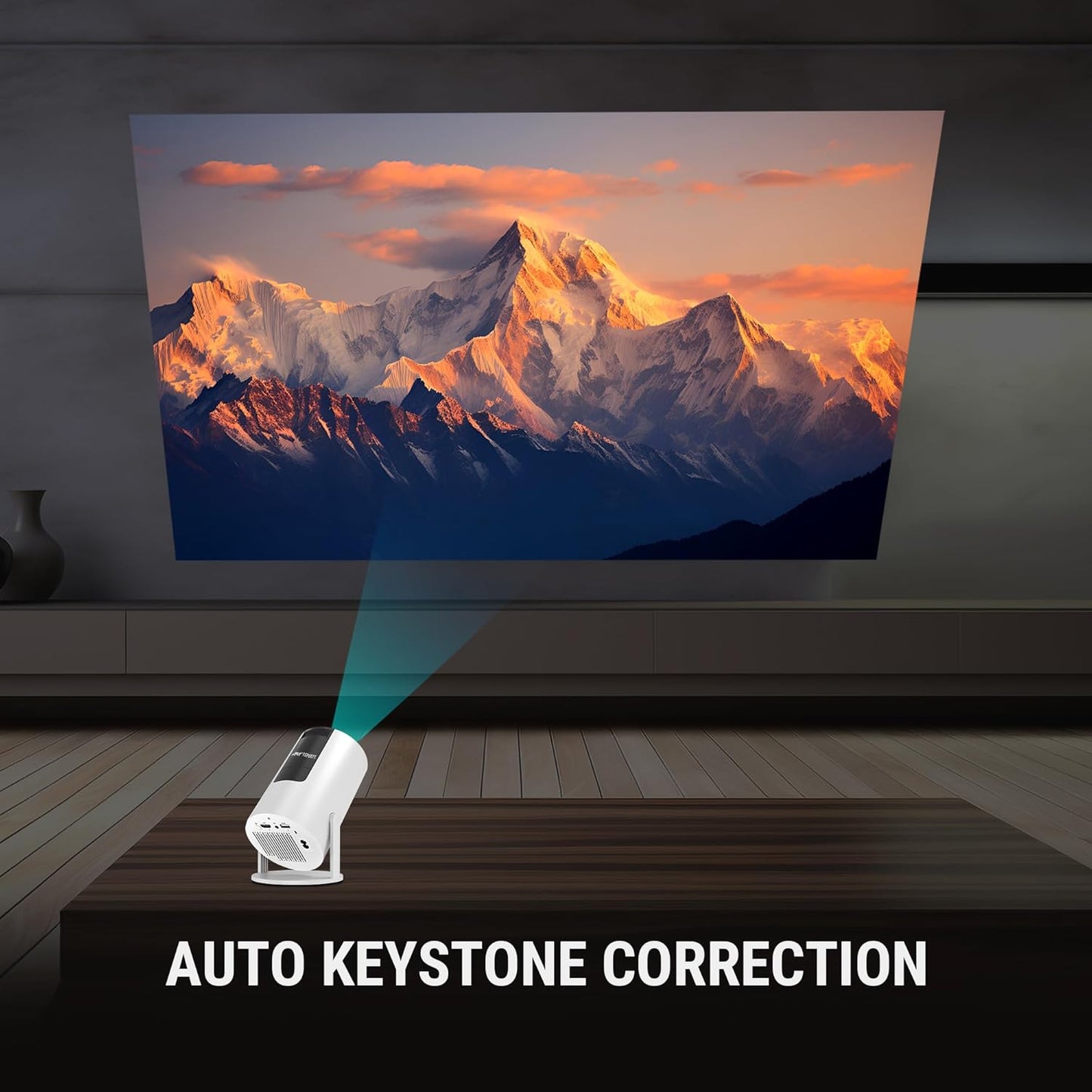 Ant Esports View 521 Smart LED Projector - White | 1080P & 4K Support I 2500 Lumens I WiFi +BT, Android 9 I HDMI/USB I Upto 130"(330cm) Max Screen I Speaker Power 3W I 720P Native Included 120" Screen