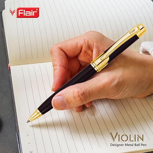 FLAIR Platinum Series Violin Ball Pen Blister Pack | Swiss Tip Technology With Twist Mechanism | Classic Design With Smooth Writing Experience | Durable & Refillable Pen | Blue Ink, Pack Of 1